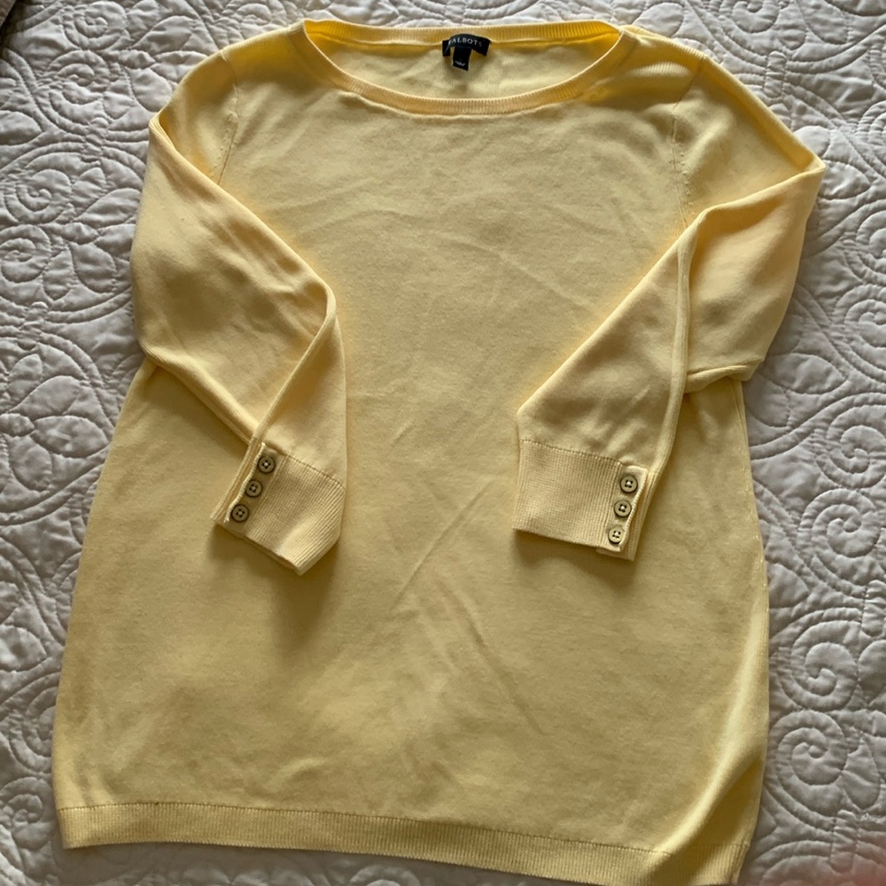 Talbots yellow button cuff sweater size S